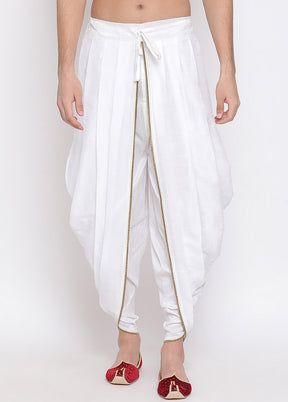 White Dupion Silk Solid Dhoti