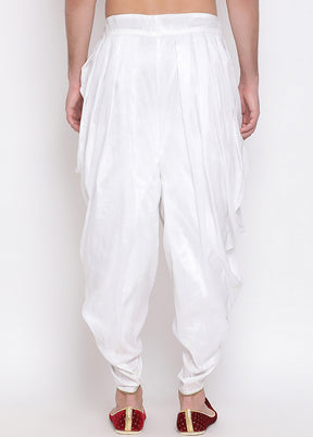 White Dupion Silk Solid Dhoti