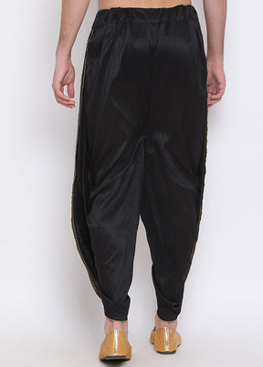 Black Dupion Silk Solid Dhoti