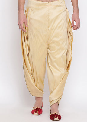 Gold Dupion Silk Solid Dhoti