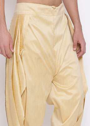 Gold Dupion Silk Solid Dhoti