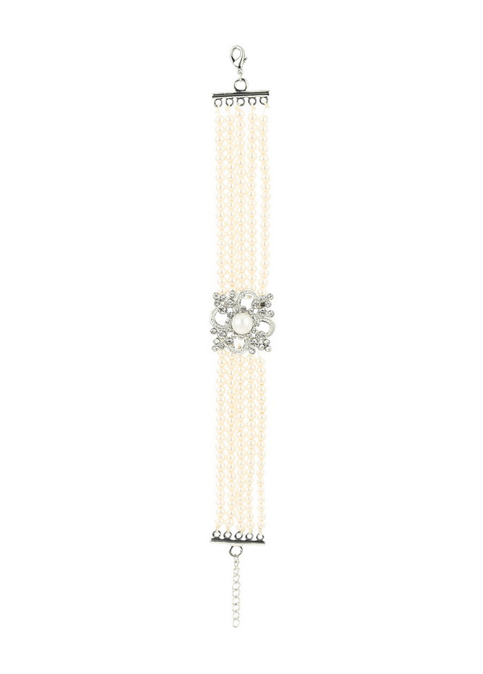 Estelle White Flux Pearl Charm Bracelet - Indian Silk House Agencies