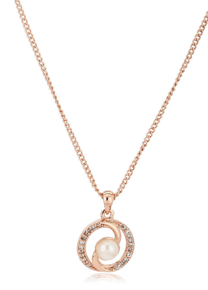 Estelle Rose Gold Pearl With Ad Stone Necklace - Indian Silk House Agencies