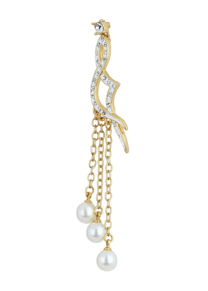 Estelle Hanging Pearl Diamante Earrings - Indian Silk House Agencies