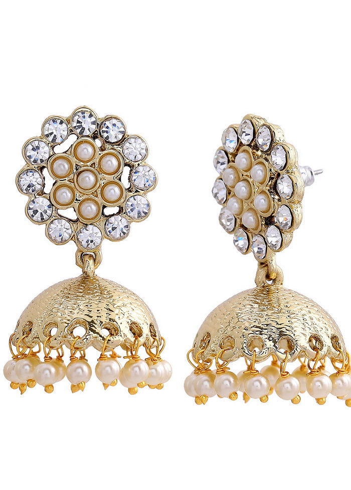Estelle 24 Kt Gold Plated Traditional Kundan Jewellery Stylish Fancy Party Wear Jhumki - Indian Silk House Agencies