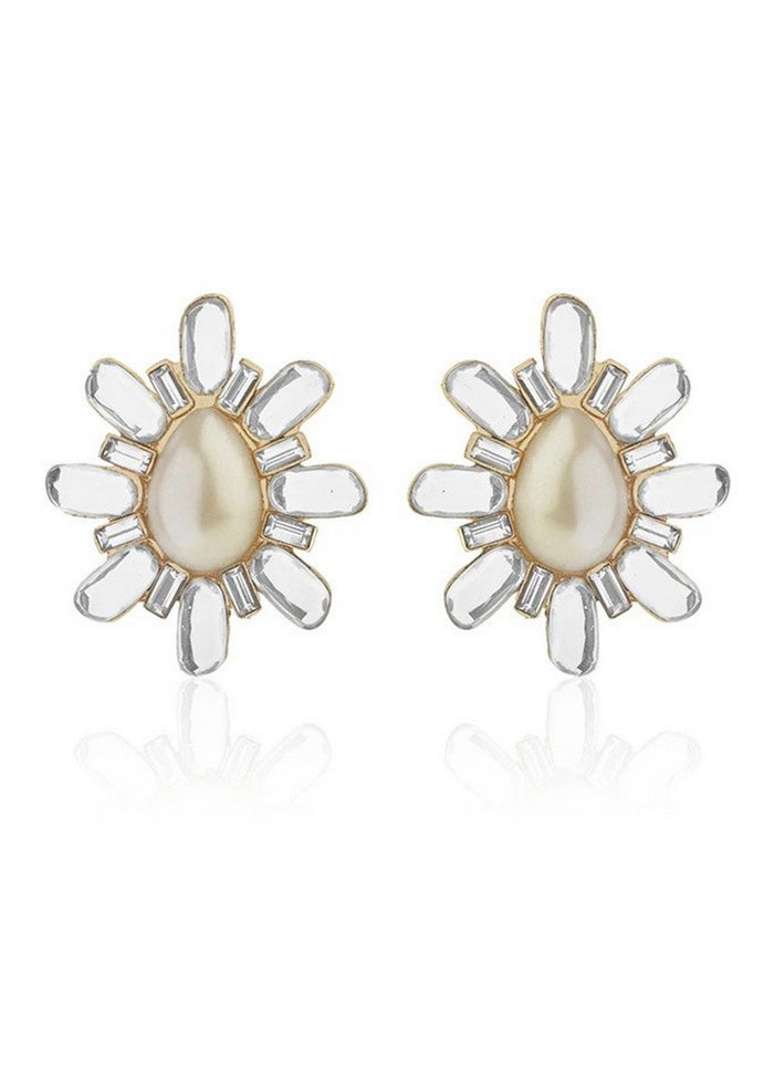 Estelle Mirror Stone Earring with Pearl - Indian Silk House Agencies
