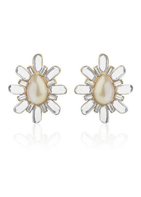 Estelle Mirror Stone Earring with Pearl - Indian Silk House Agencies