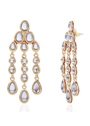 Estelle Traditional Designer Kundan Gold Plated Earrings - Indian Silk House Agencies