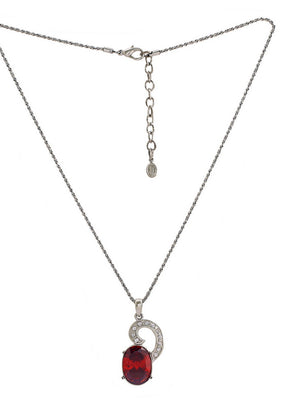 Estelle Modern Rhodium plated Captivating Swirl Ruby Necklace - Indian Silk House Agencies