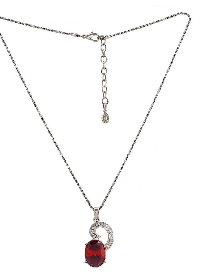 Estelle Modern Rhodium plated Captivating Swirl Ruby Necklace - Indian Silk House Agencies