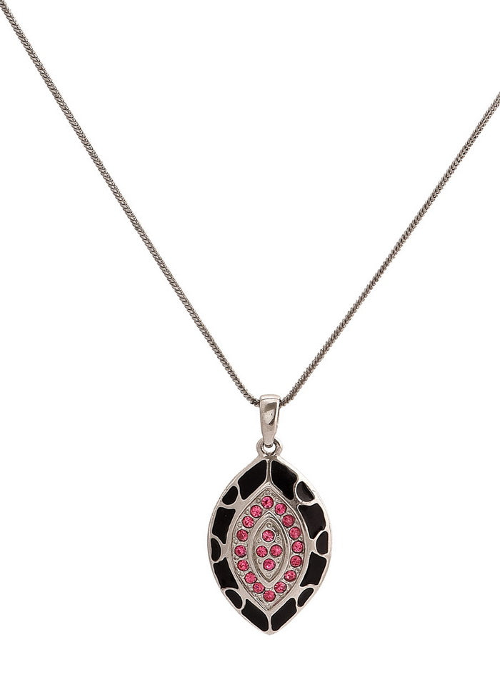 Estelle Stylish Rhodium Plated Black Beauty enamel Necklace - Indian Silk House Agencies