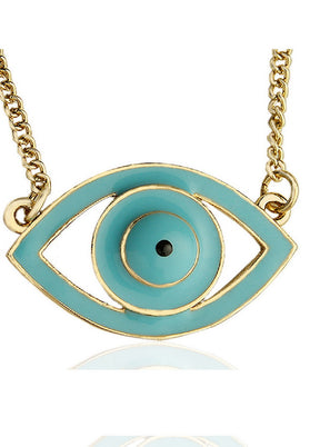 Estelle Turquoise Blue Enamel Evil Eye Pendant - Indian Silk House Agencies