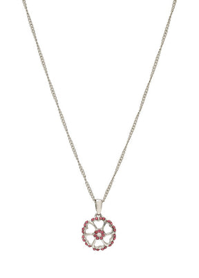 Estelle Modern Rhodium plated Austrian Crystal Peony Necklace - Indian Silk House Agencies