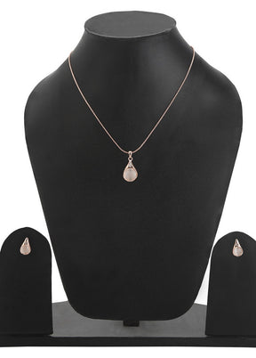 Estelle Rose Gold Crystal pendant Necklace For Girls And Women - Indian Silk House Agencies