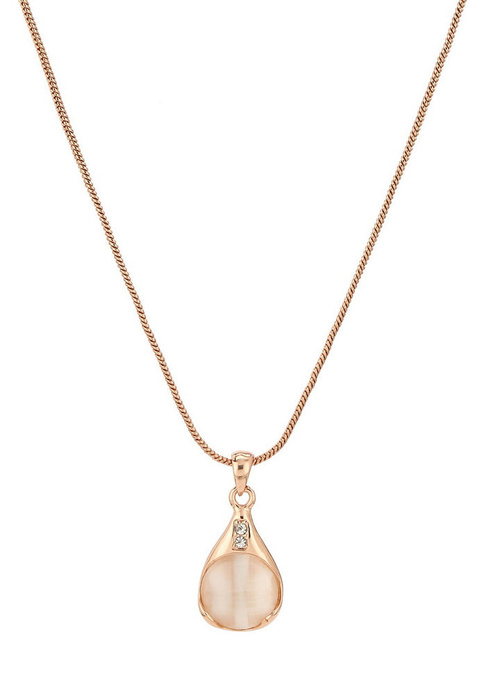 Estelle Rose Gold Crystal pendant Necklace For Girls And Women - Indian Silk House Agencies