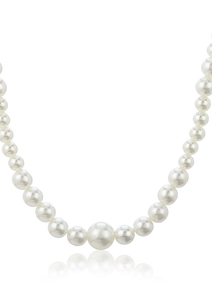 Estelle Single Line White Pearl Necklace - Indian Silk House Agencies