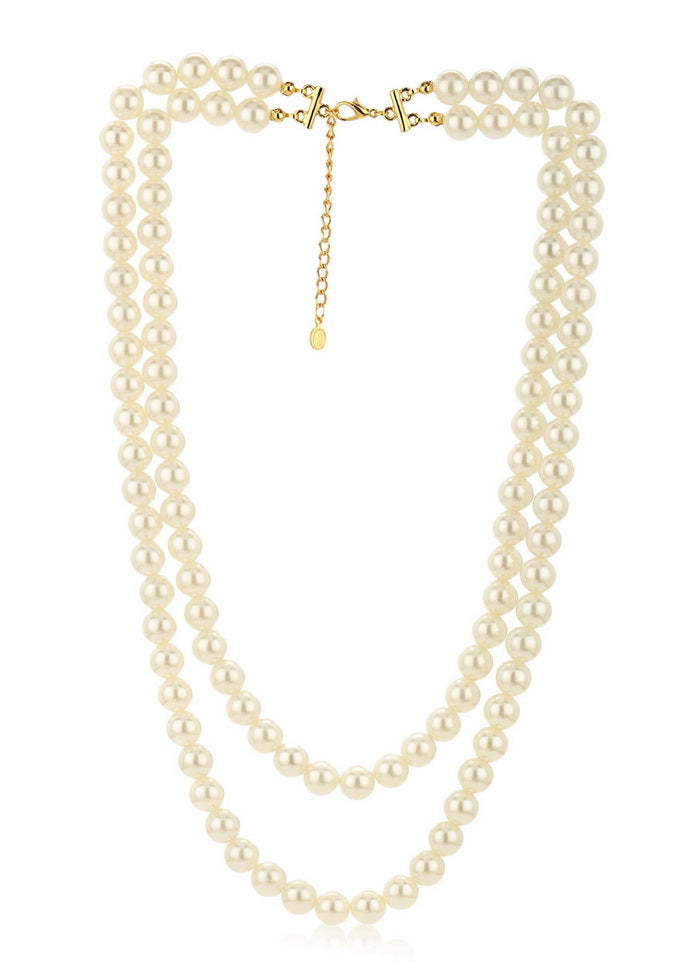 Estelle Handcrafted Two Line White Flux Pearl Necklace - Indian Silk House Agencies