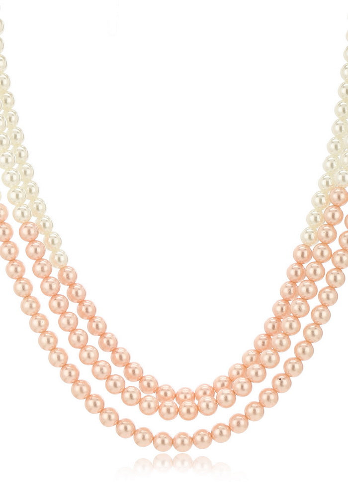 Estelle White And Orange Pearl Necklace - Indian Silk House Agencies