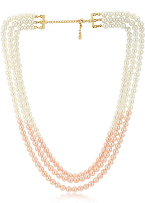 Estelle White And Orange Pearl Necklace - Indian Silk House Agencies