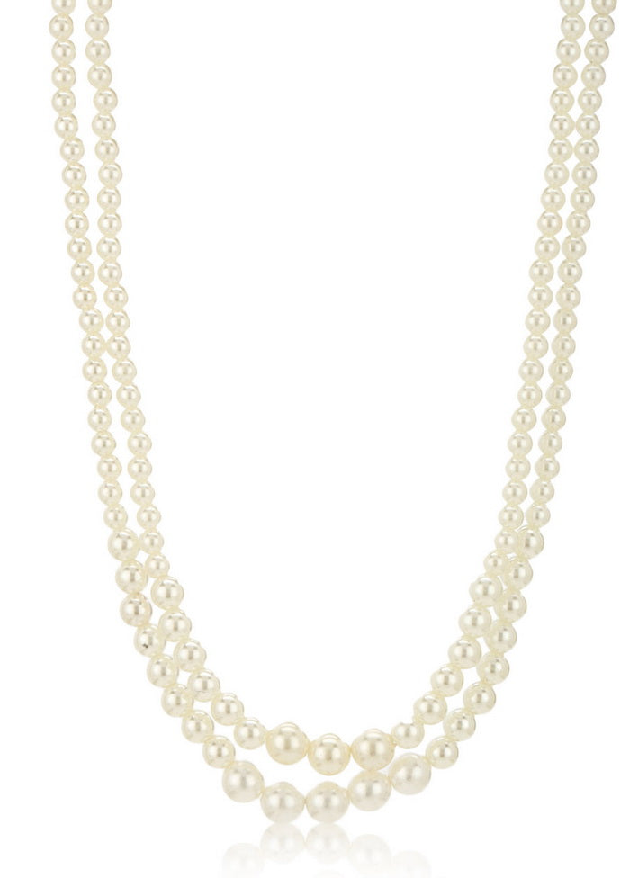 Estelle Double line White Pearl Necklace - Indian Silk House Agencies
