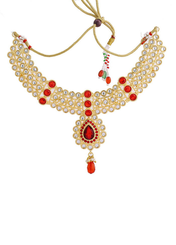 Estelle Latest Traditional Red Kundan Choker Necklace Jewellery Set - Indian Silk House Agencies