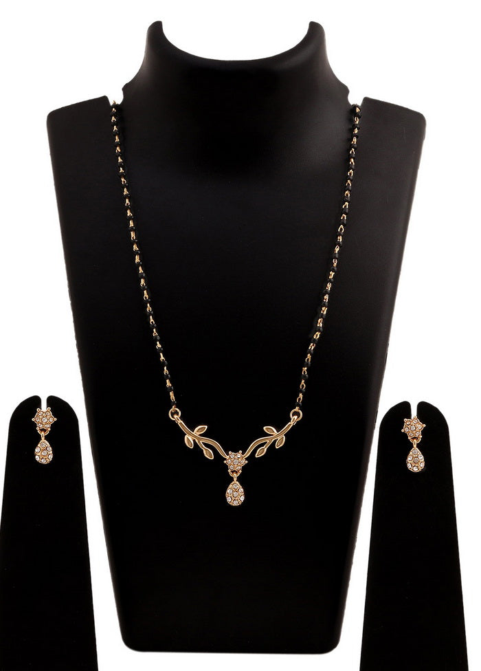 Estelle Estele 24 Kt Gold Plated Flower Drop Mangalsutra Necklace Set - Indian Silk House Agencies