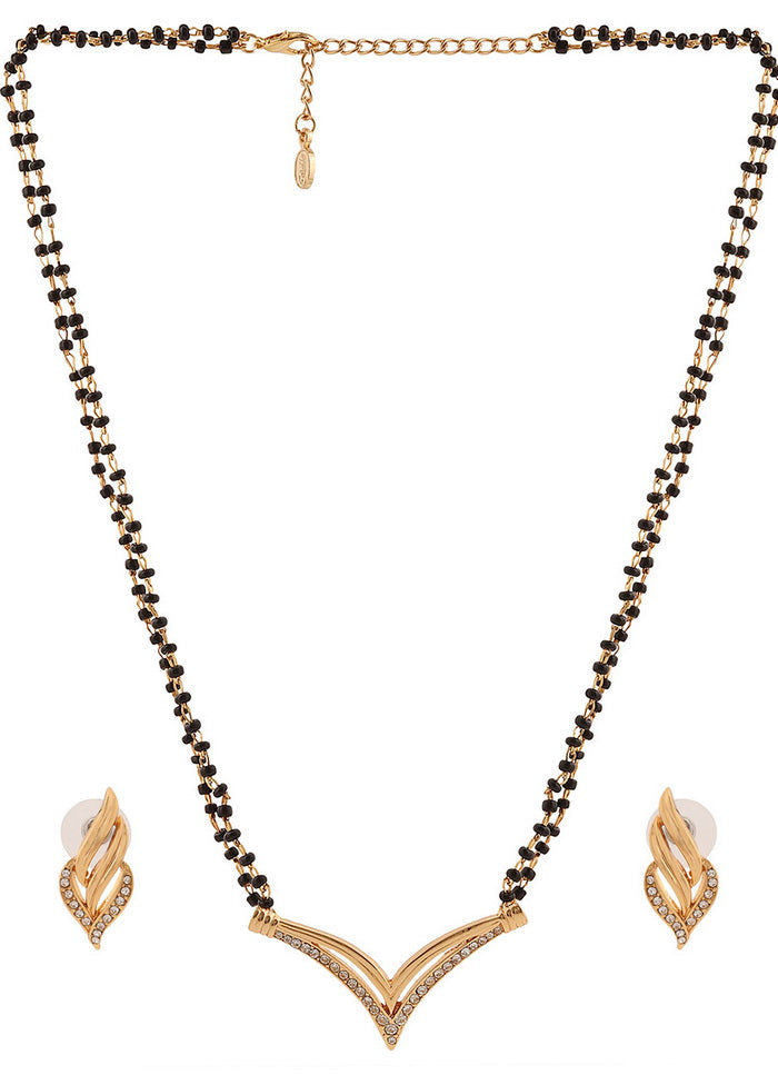 Estelle Estele 24 Kt Gold and Silver Plated Flighting Mangalsutra Necklace Set - Indian Silk House Agencies