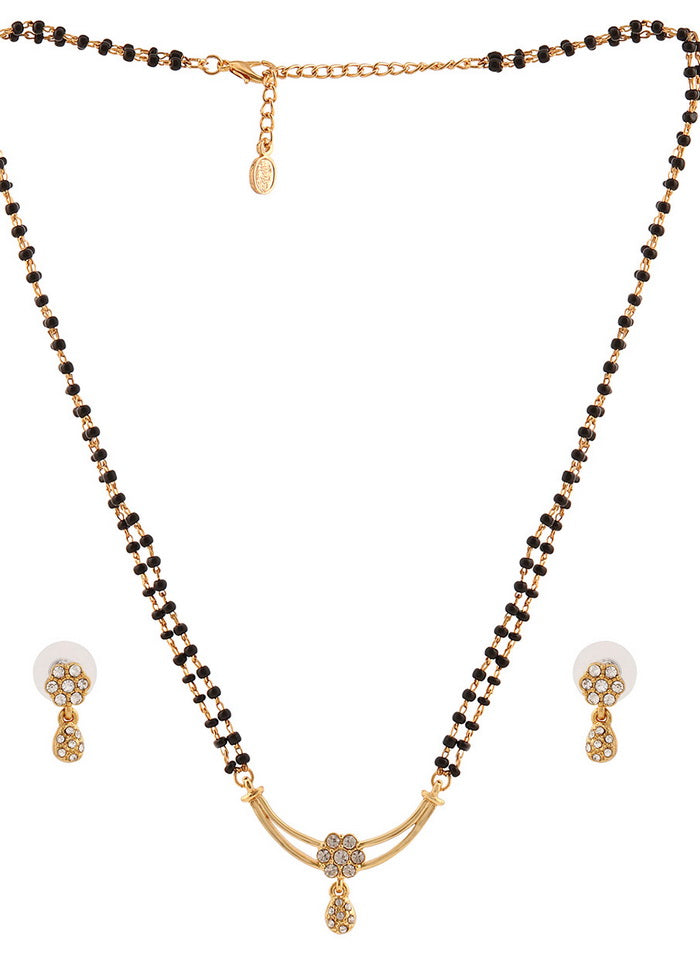 Estele 24 Kt Gold Plated Flower Double Line Mangalsutra Necklace Set - Indian Silk House Agencies