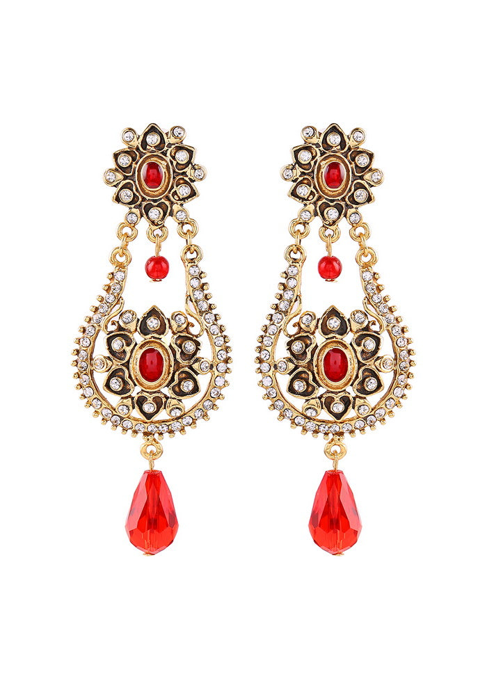 Estelle Traditional Gold Plated Pearl Dangle Drop Earrings for Women - Indian Silk House Agencies