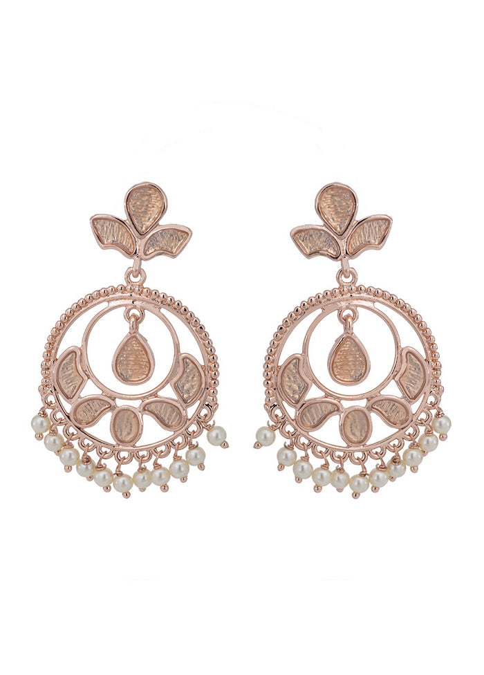 Estelle Rose Gold Stylish Fancy Party Wear Pearl Earrings - Indian Silk House Agencies