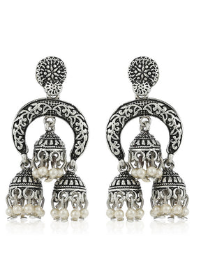 Estelle Oxidized Crafted Long Jhumka Earrings - Indian Silk House Agencies