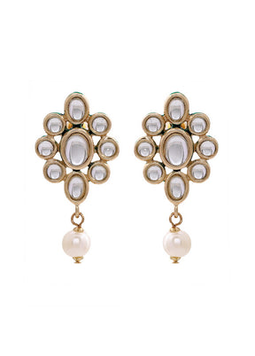 Estelle Trendy Fancy Party Wear Gold Plated Pearl Drop Stud Earrings - Indian Silk House Agencies