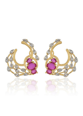 Estelle Pink and White AD Stone Stud - Indian Silk House Agencies
