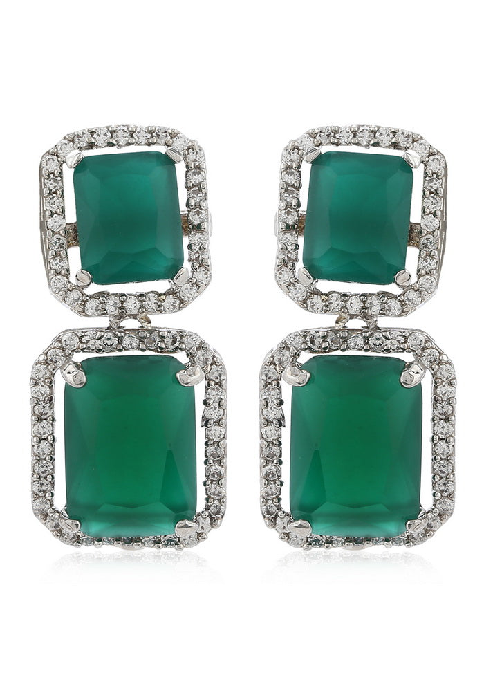 Estelle Aster Green emerald stones Earrings - Indian Silk House Agencies