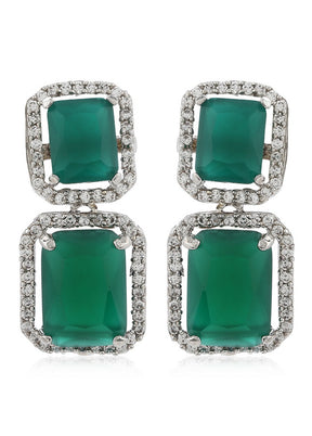 Estelle Aster Green emerald stones Earrings - Indian Silk House Agencies