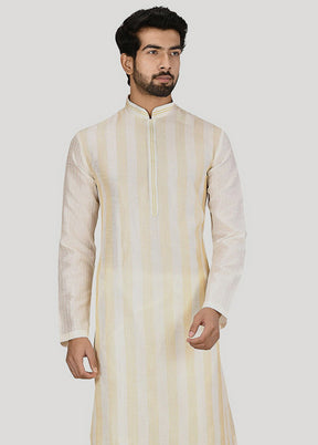 2 Pc Cream Cotton Kurta And Pajama Set VDIP280259 - Indian Silk House Agencies