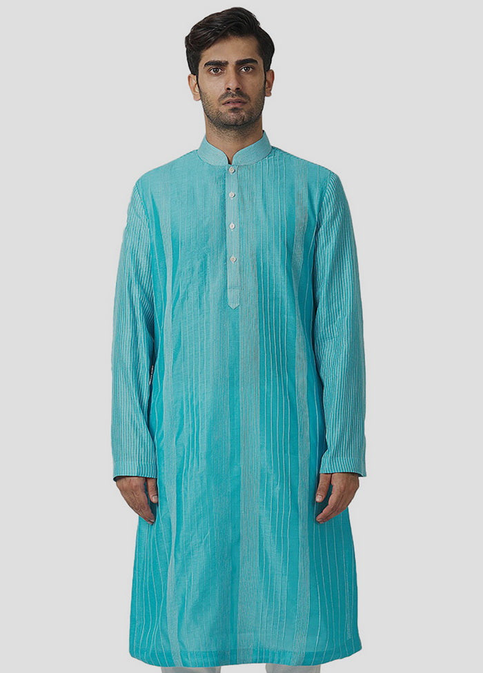 2 Pc Turquoise Cotton Kurta And Pajama Set VDIP280309 - Indian Silk House Agencies