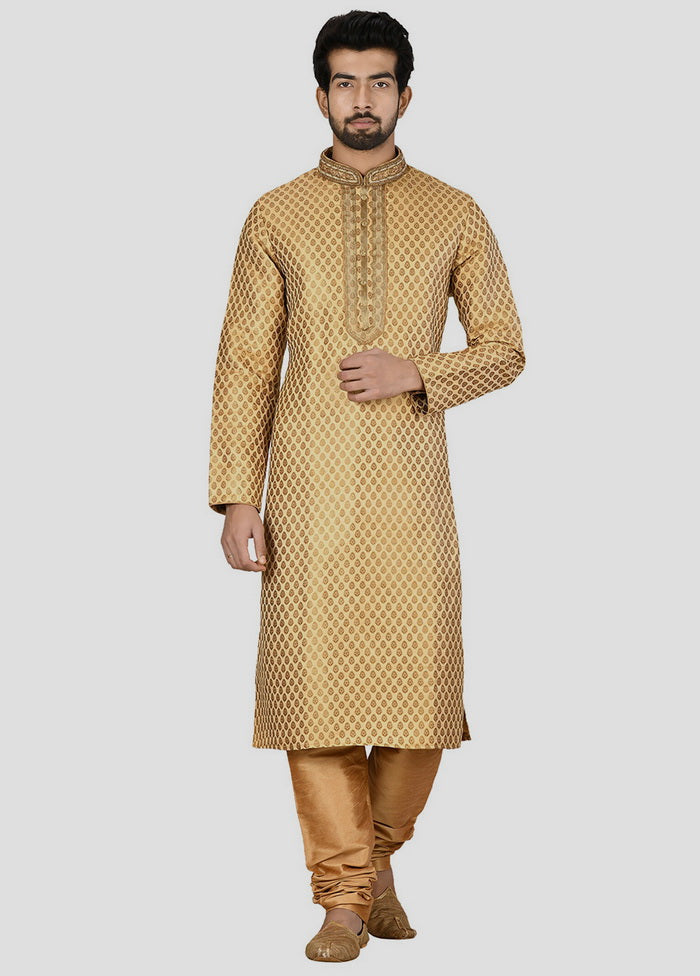 2 Pc Golden Cotton Kurta And Pajama Set VDIP280269 - Indian Silk House Agencies
