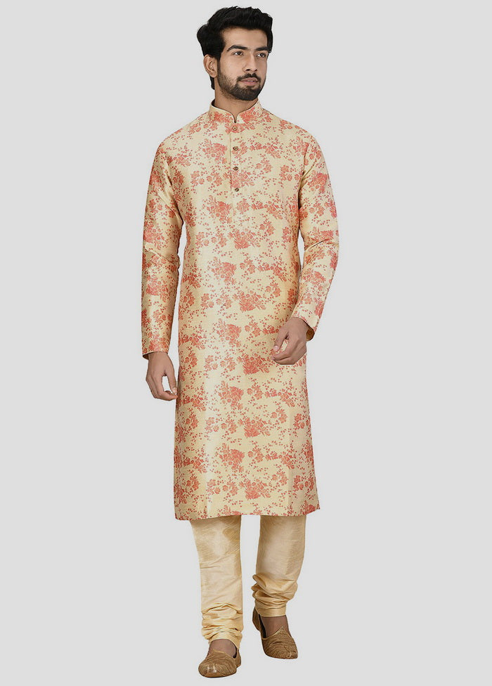 2 Pc Beige Dupion Silk Kurta And Pajama Set VDIP280227 - Indian Silk House Agencies