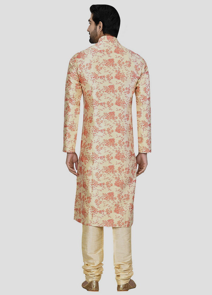 2 Pc Beige Dupion Silk Kurta And Pajama Set VDIP280227 - Indian Silk House Agencies