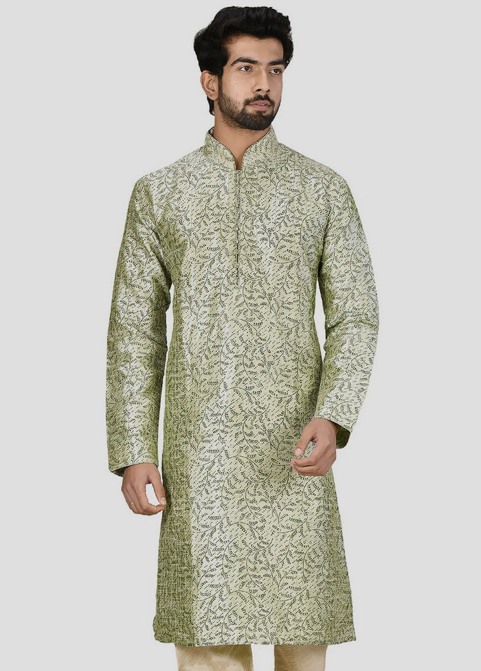 2 Pc Pista Green Cotton Kurta And Pajama Set VDIP280228 - Indian Silk House Agencies