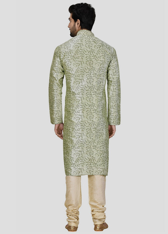2 Pc Pista Green Cotton Kurta And Pajama Set VDIP280228 - Indian Silk House Agencies