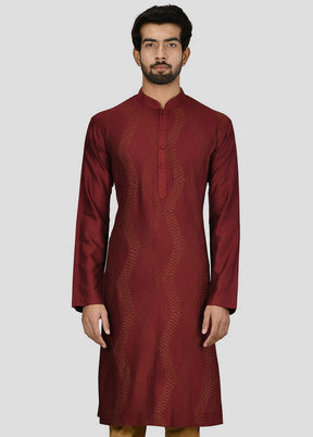 2 Pc Maroon Dupion Silk Kurta And Pajama Set VDIP280333 - Indian Silk House Agencies