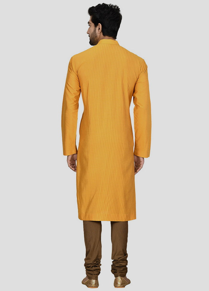 2 Pc Mustard Dupion Silk Kurta And Pajama Set VDIP280308 - Indian Silk House Agencies