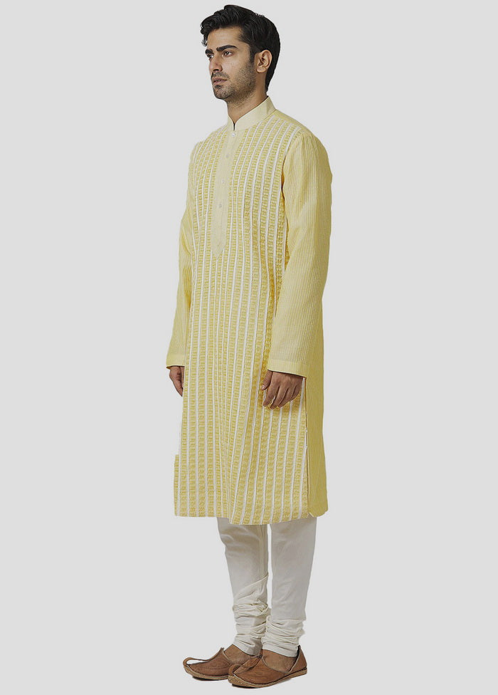 2 Pc Yellow Cotton Kurta And Pajama Set VDIP280317 - Indian Silk House Agencies