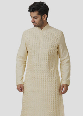 2 Pc Beige Cotton Kurta And Pajama Set VDIP280325 - Indian Silk House Agencies
