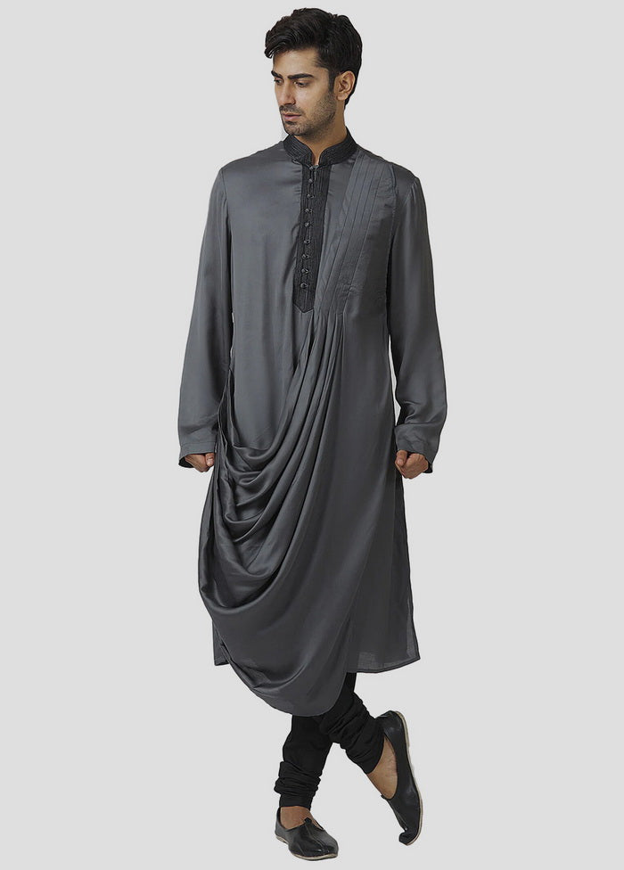 2 Pc Grey Cotton Kurta And Pajama Set VDIP280300 - Indian Silk House Agencies