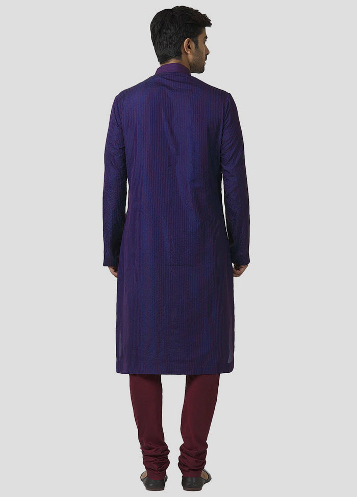 2 Pc Blue Dupion Silk Kurta And Pajama Set VDIP280327 - Indian Silk House Agencies