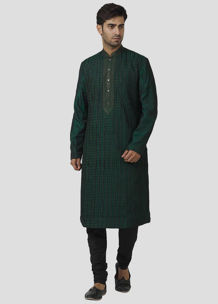 2 Pc Green Cotton Kurta And Pajama Set VDIP280318 - Indian Silk House Agencies