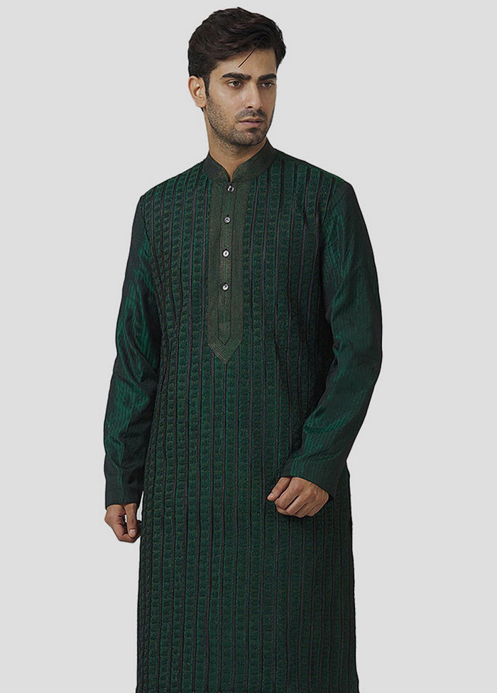 2 Pc Green Cotton Kurta And Pajama Set VDIP280318 - Indian Silk House Agencies